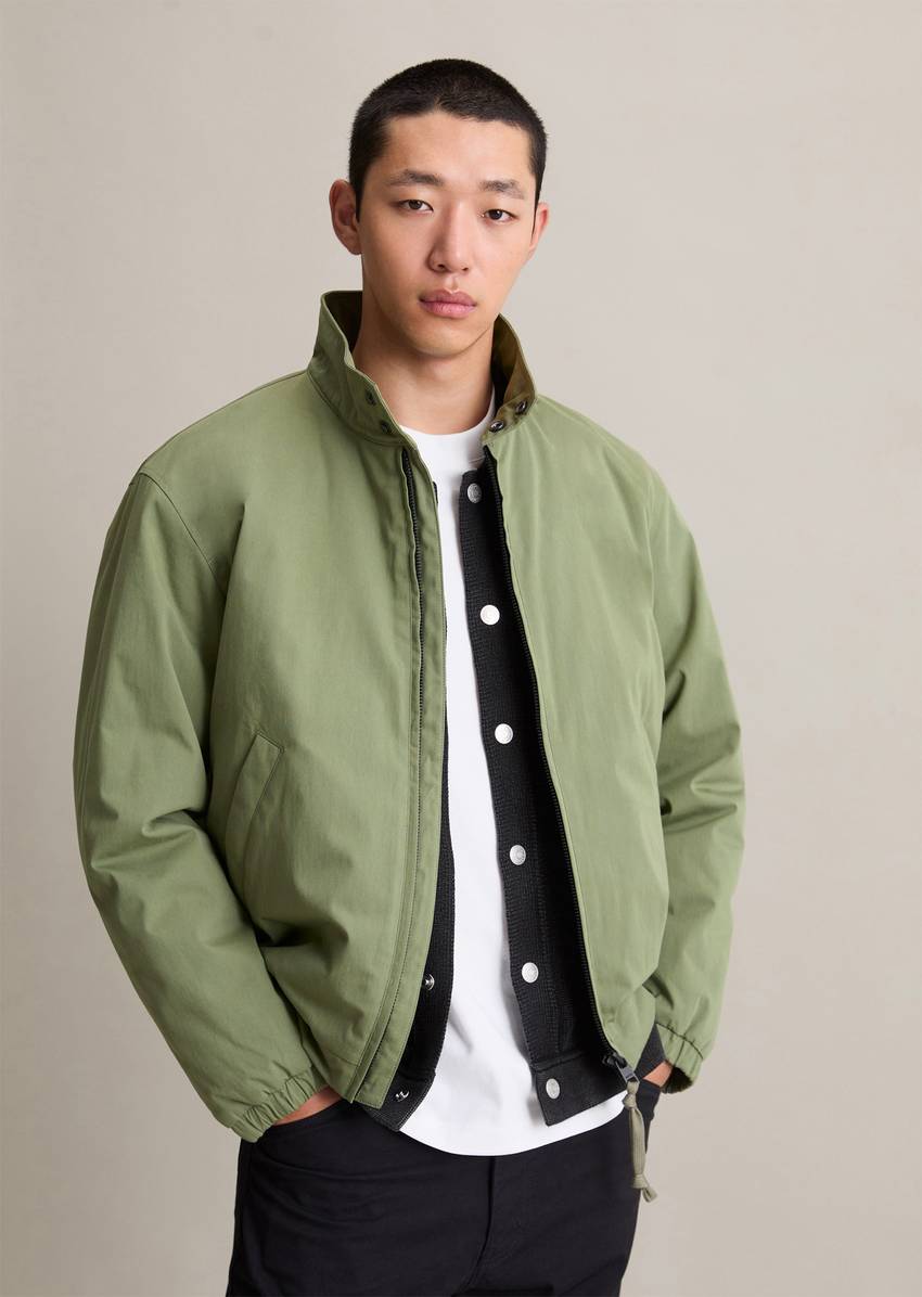 Harrington jacket with elastic waistband