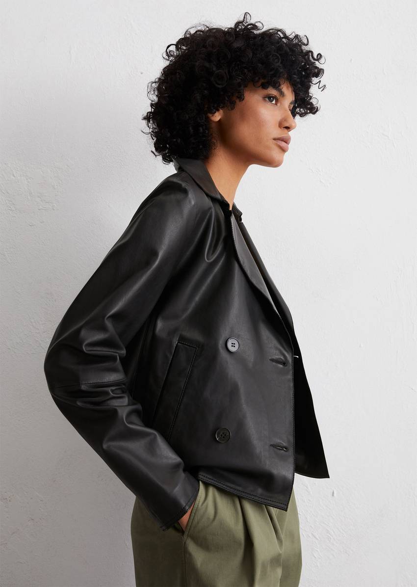 Soft regular caban leather jacket made from fine lambskin