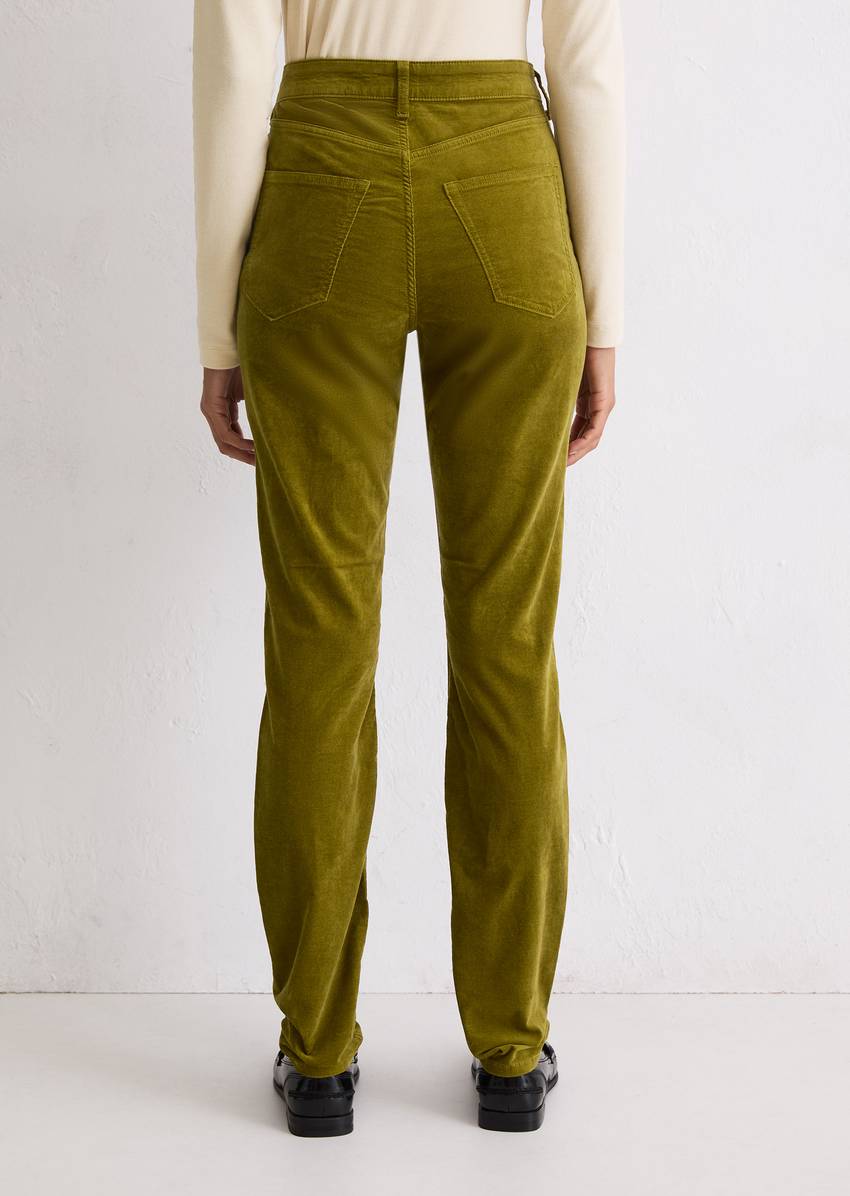 Velvet pants model Alkea slim made from an organic cotton stretch blend