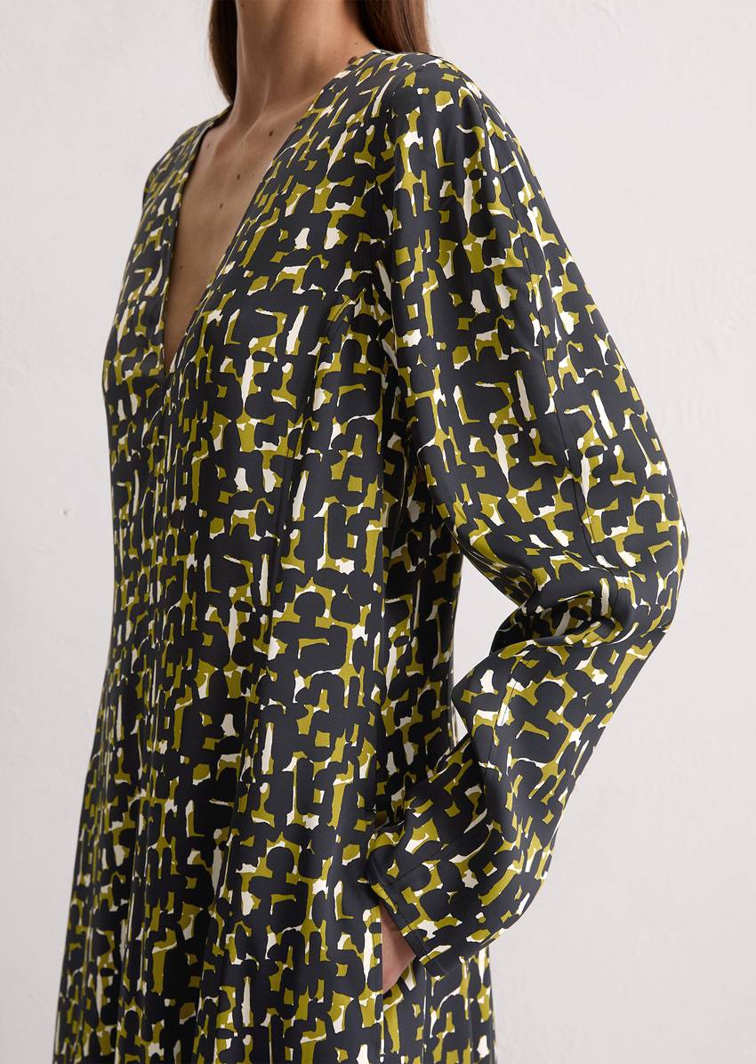 Dress shaped made from viscose stretch satin