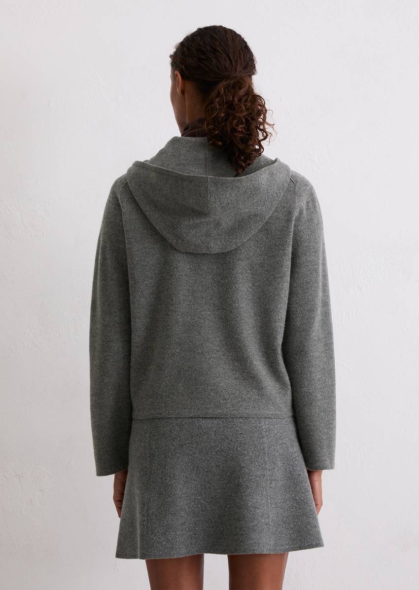 Zip cardigan loose made from boiled wool