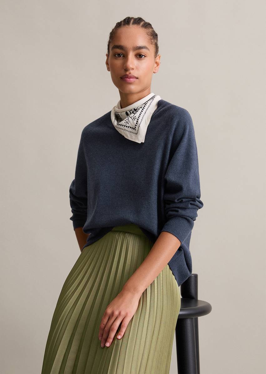 Knitted sweater regular made from soft cotton stretch