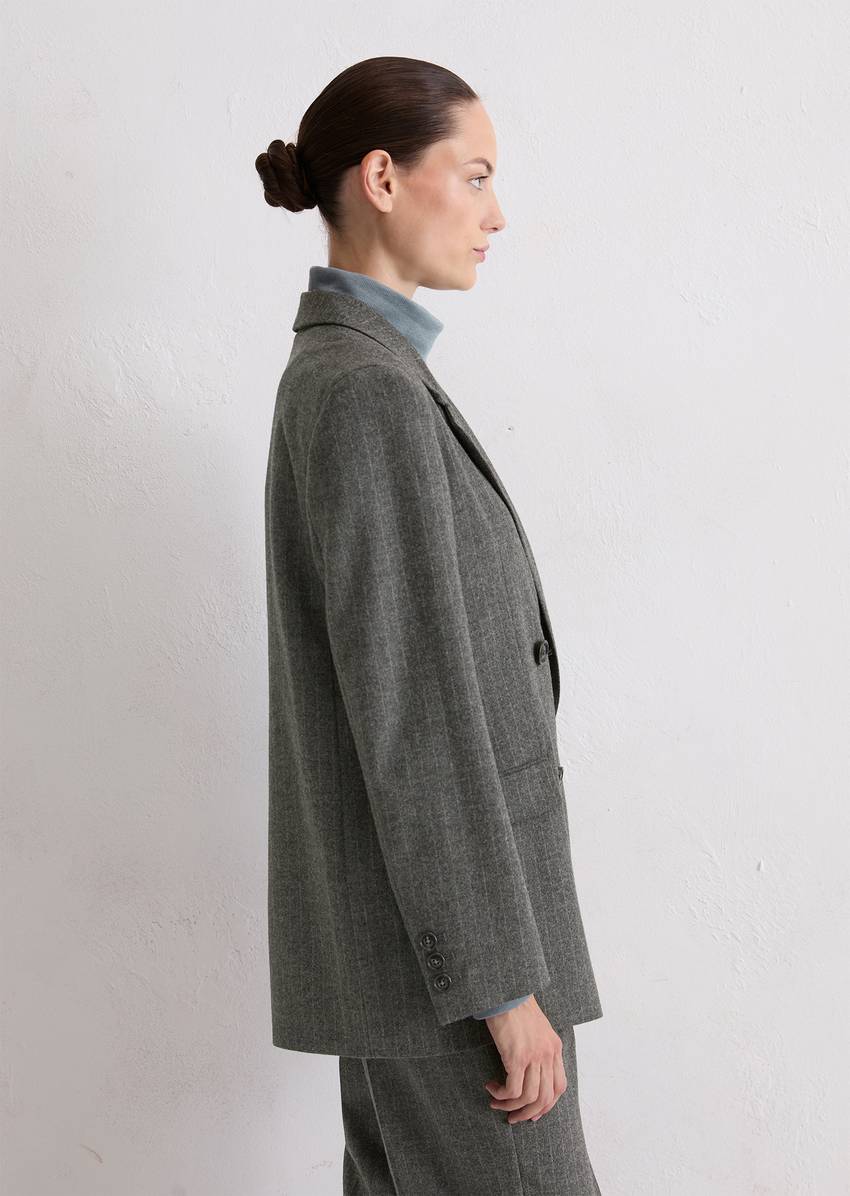 Straight pinstripe blazer made from wool-viscose blend stretch