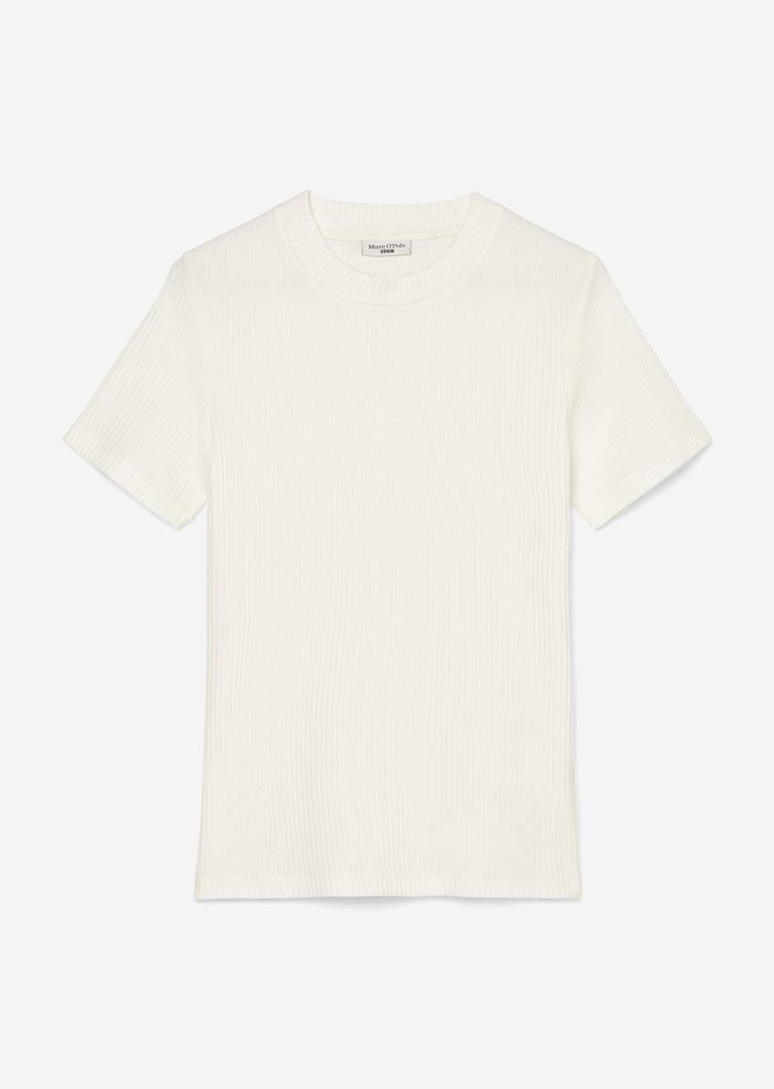 Ribbed jersey T-shirt slim Made from a stretchy organic cotton blend