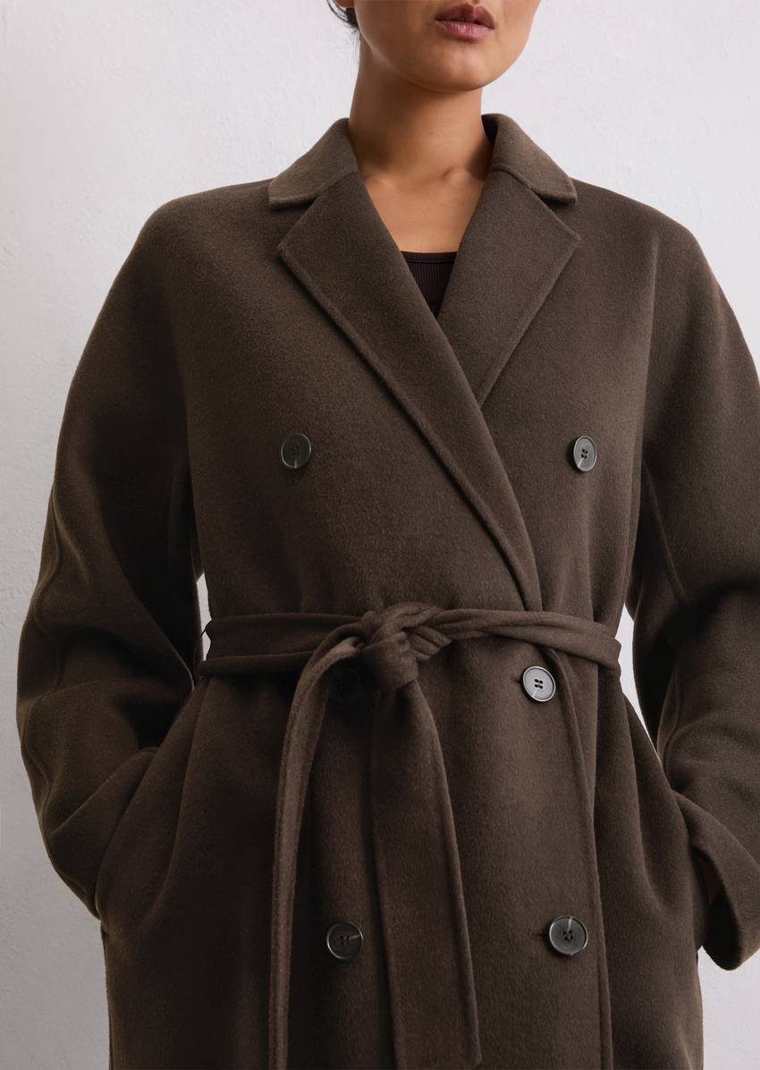 Coat relaxed made from a double-face wool blend