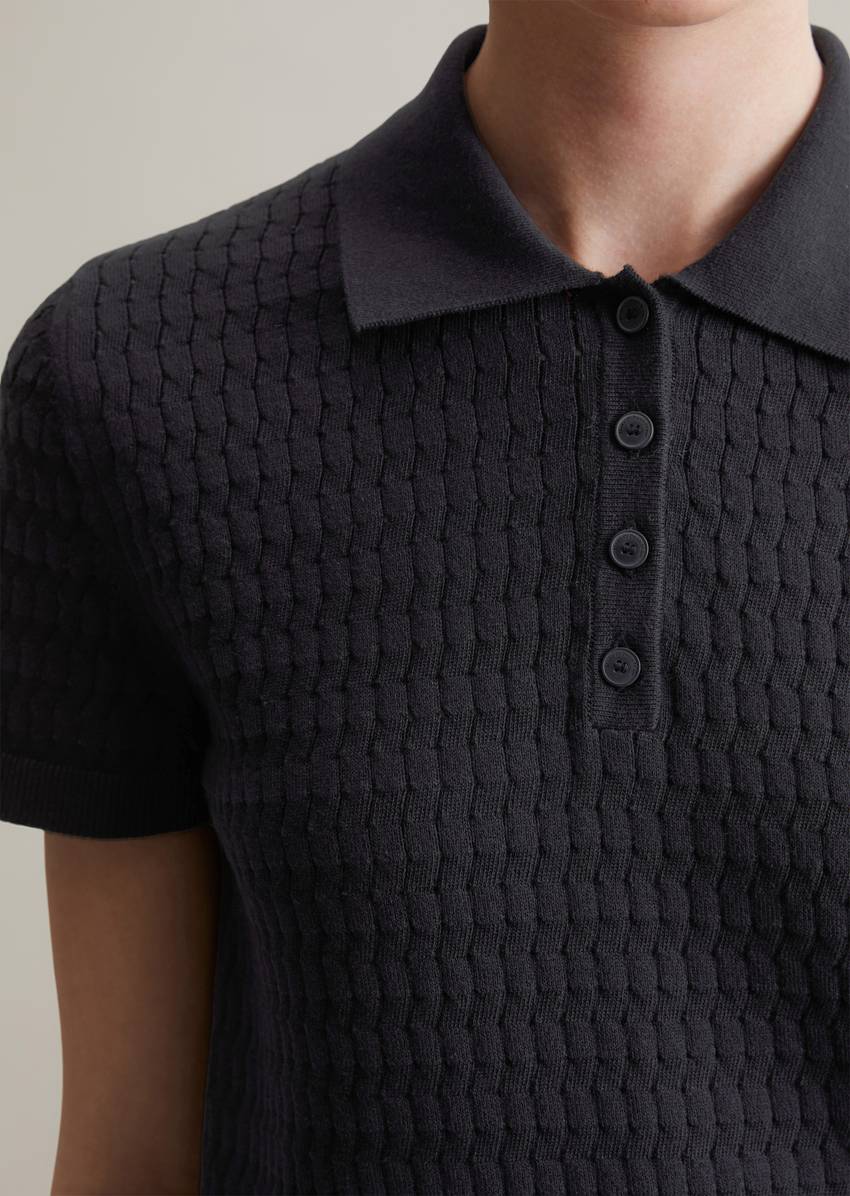 Regular knit polo shirt made from soft cotton yarn