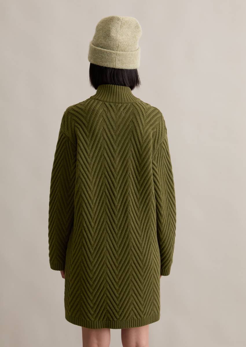 Relaxed zip knit dress made from a soft virgin wool blend