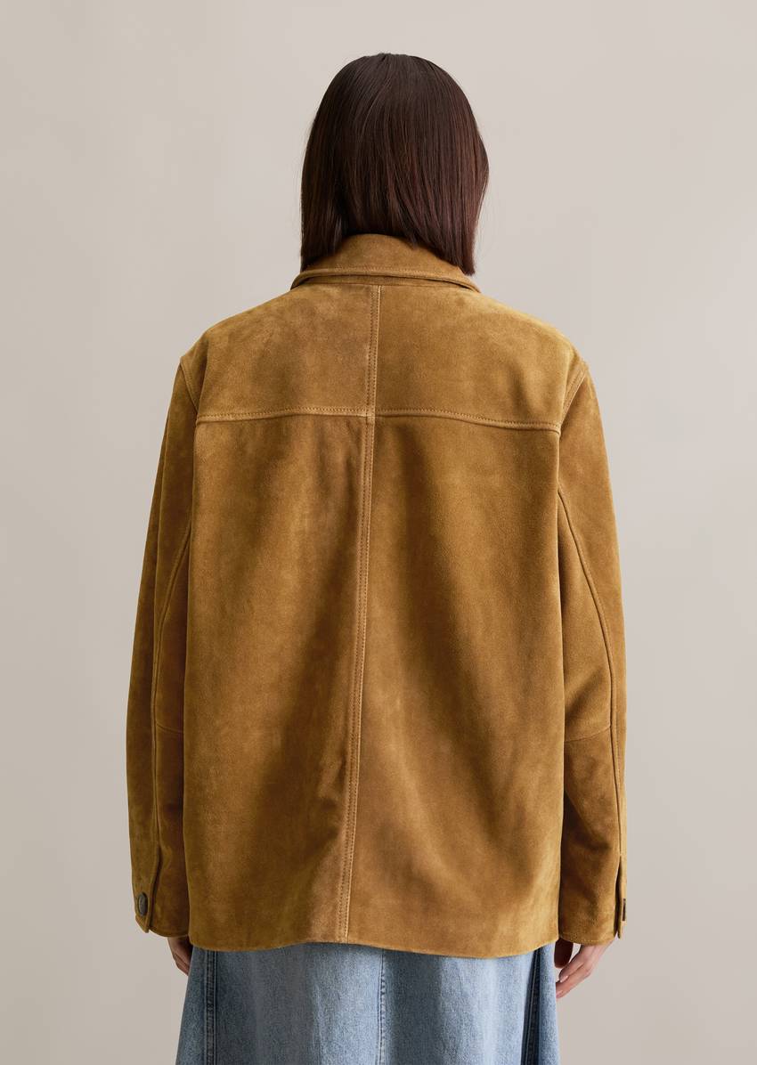 Relaxed suede jacket in barn jacket style