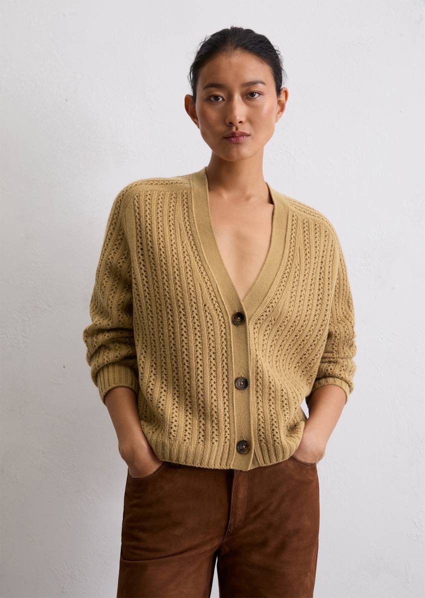 Ajour cardigan oversize made from virgin wool