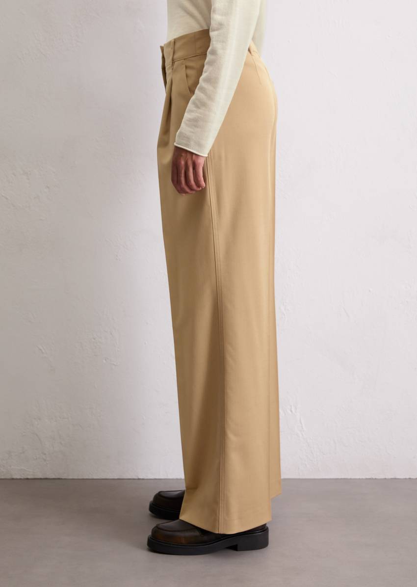 Wide Leg Pants made from wool blend twill