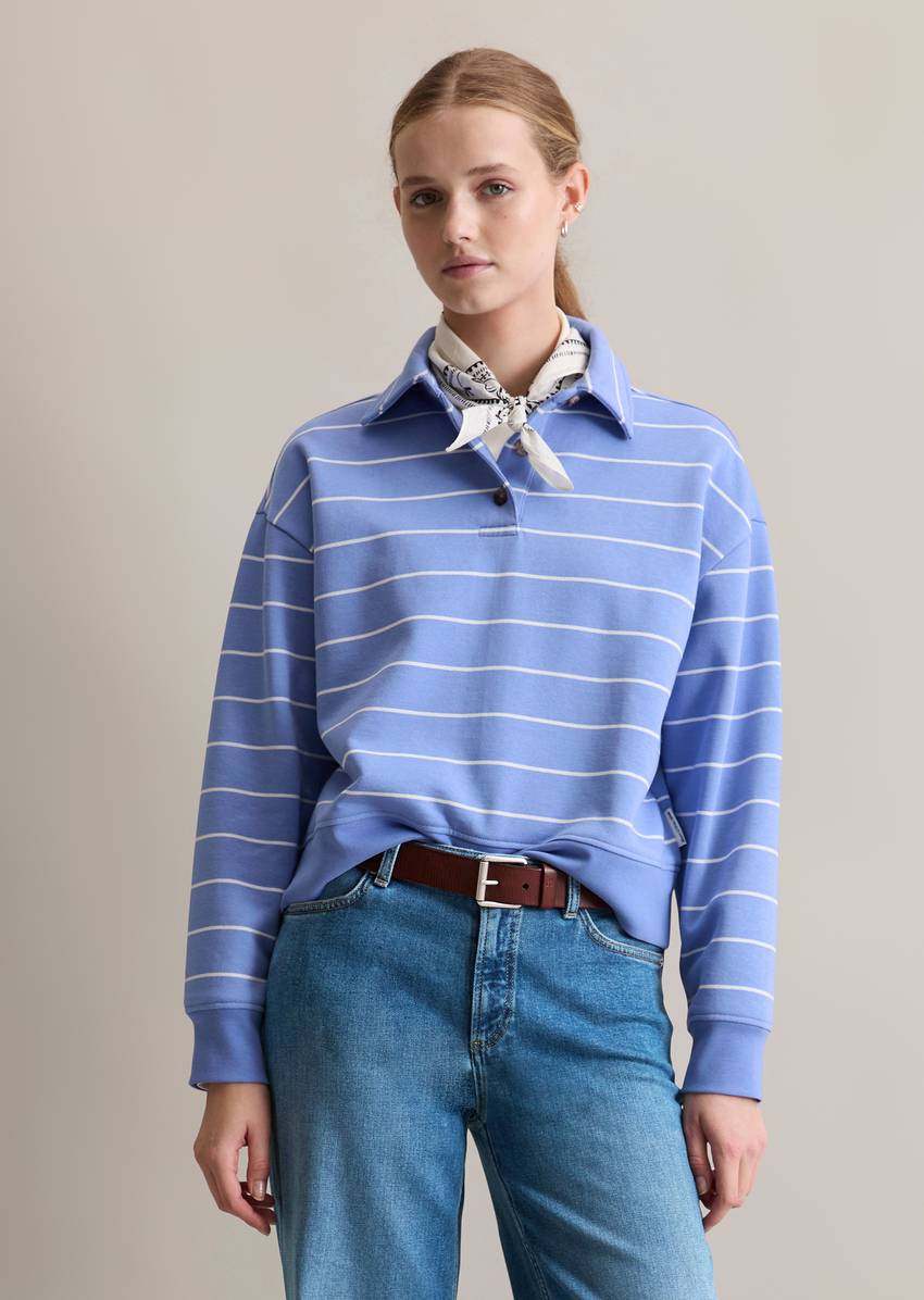 Striped polo sweatshirt relaxed made from pure organic cotton