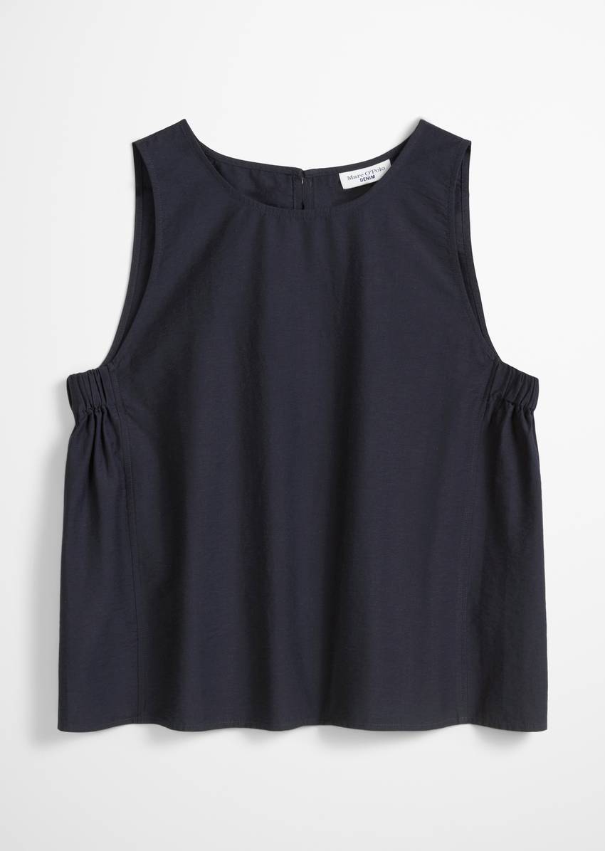 Regular cropped blouse top made from an organic cotton mix