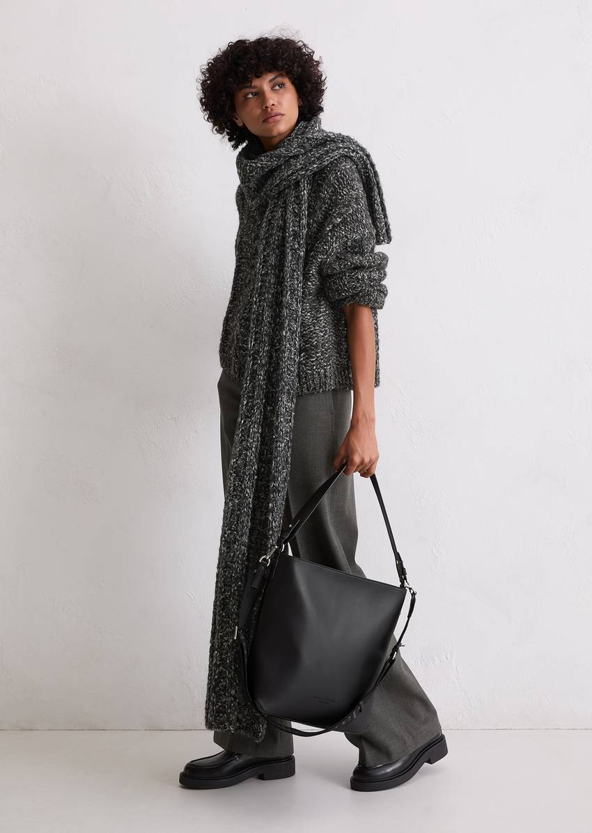 Hobo bag made from a leather alternative made from recycled polyester