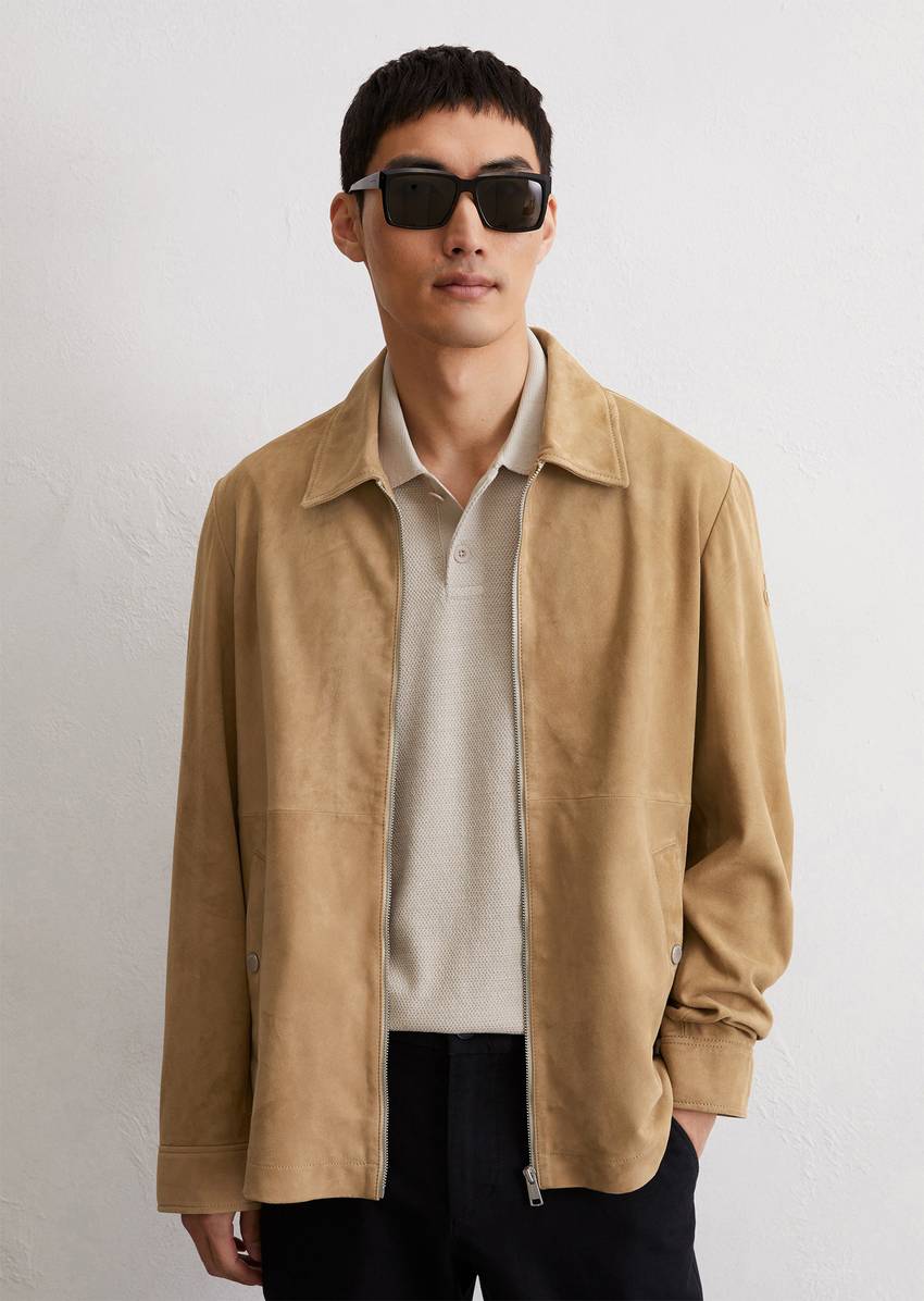 Leather jacket regular made from soft goatskin