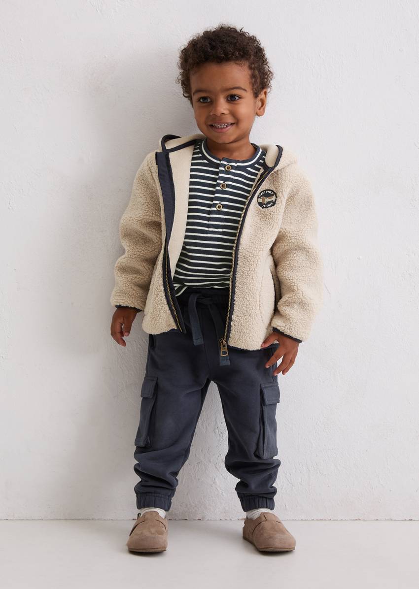 KIDS-BOYS hooded teddy jacket with fleece inside