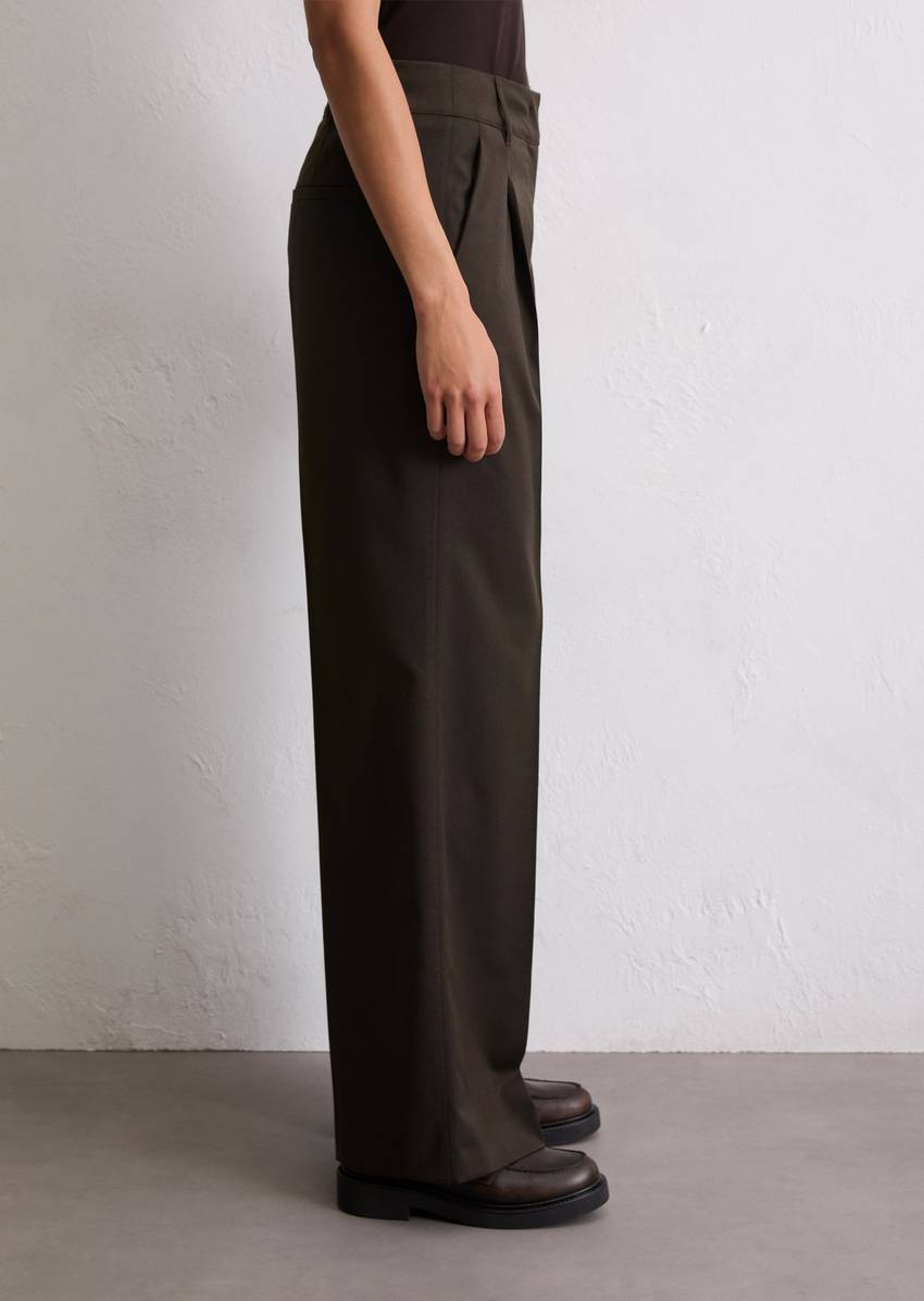 Wide Leg Pants made from wool blend twill
