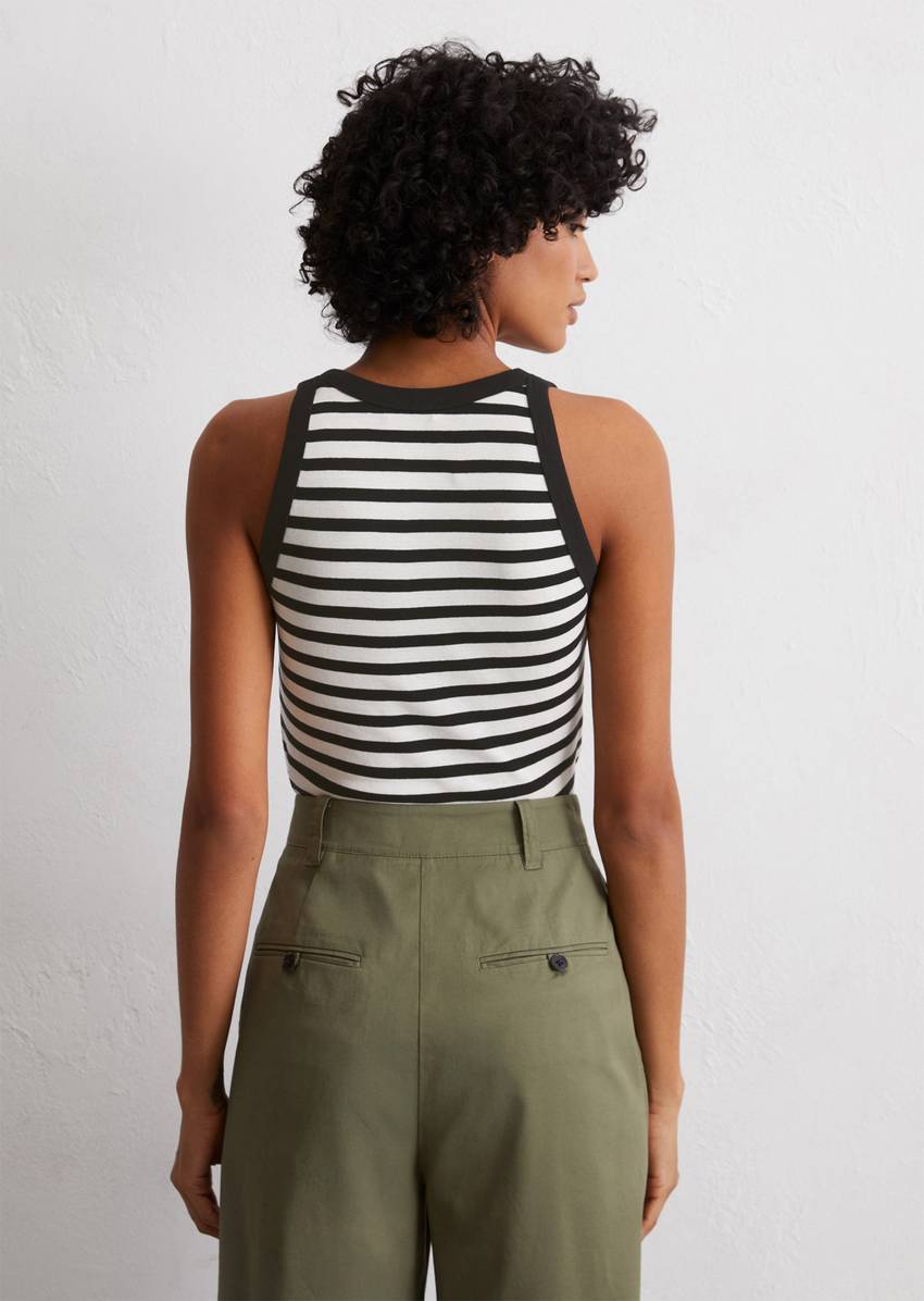 Striped tank top slim made from organic cotton rib jersey