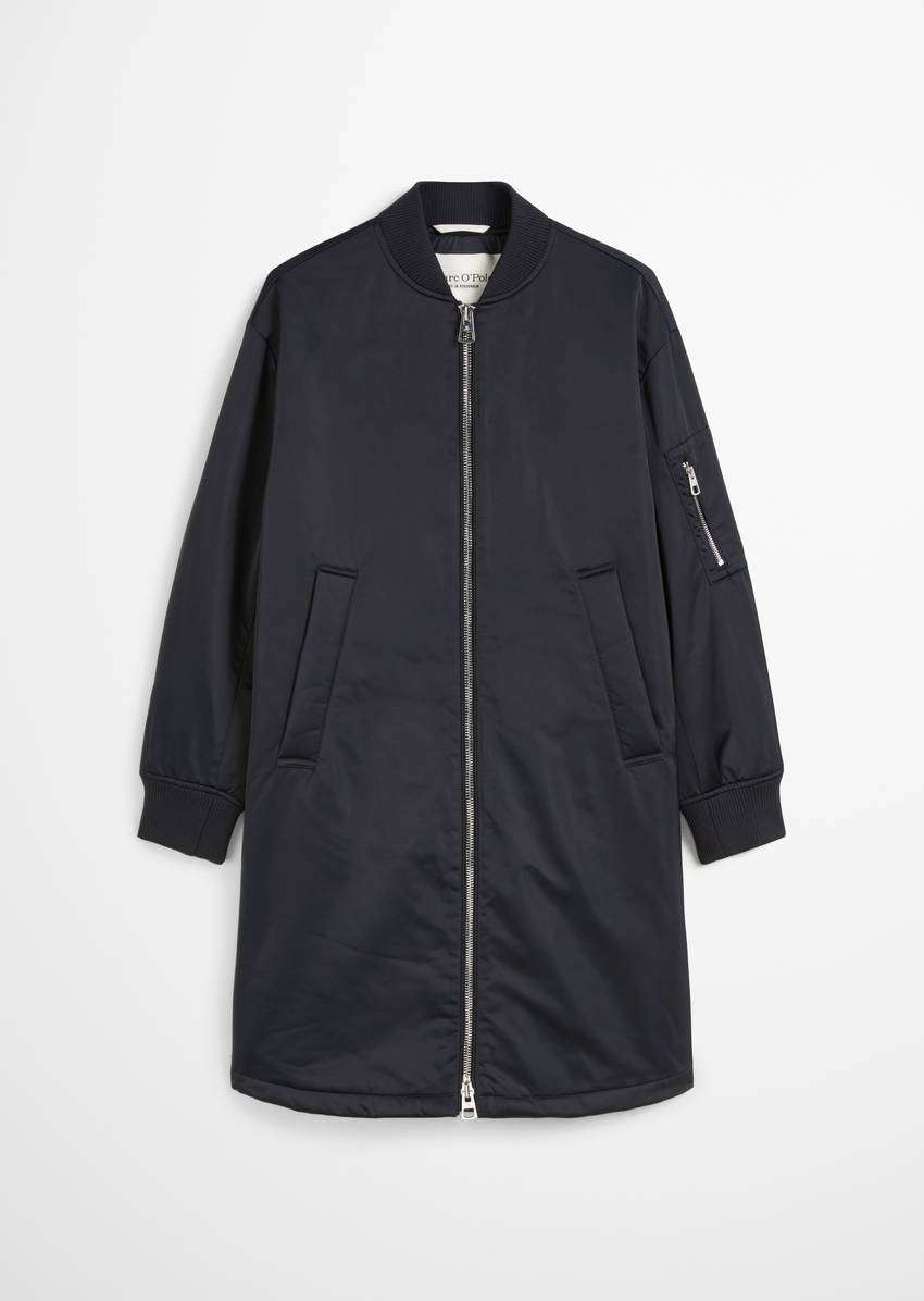 Regular aviator-style blouson coat made from recycled polyester twill