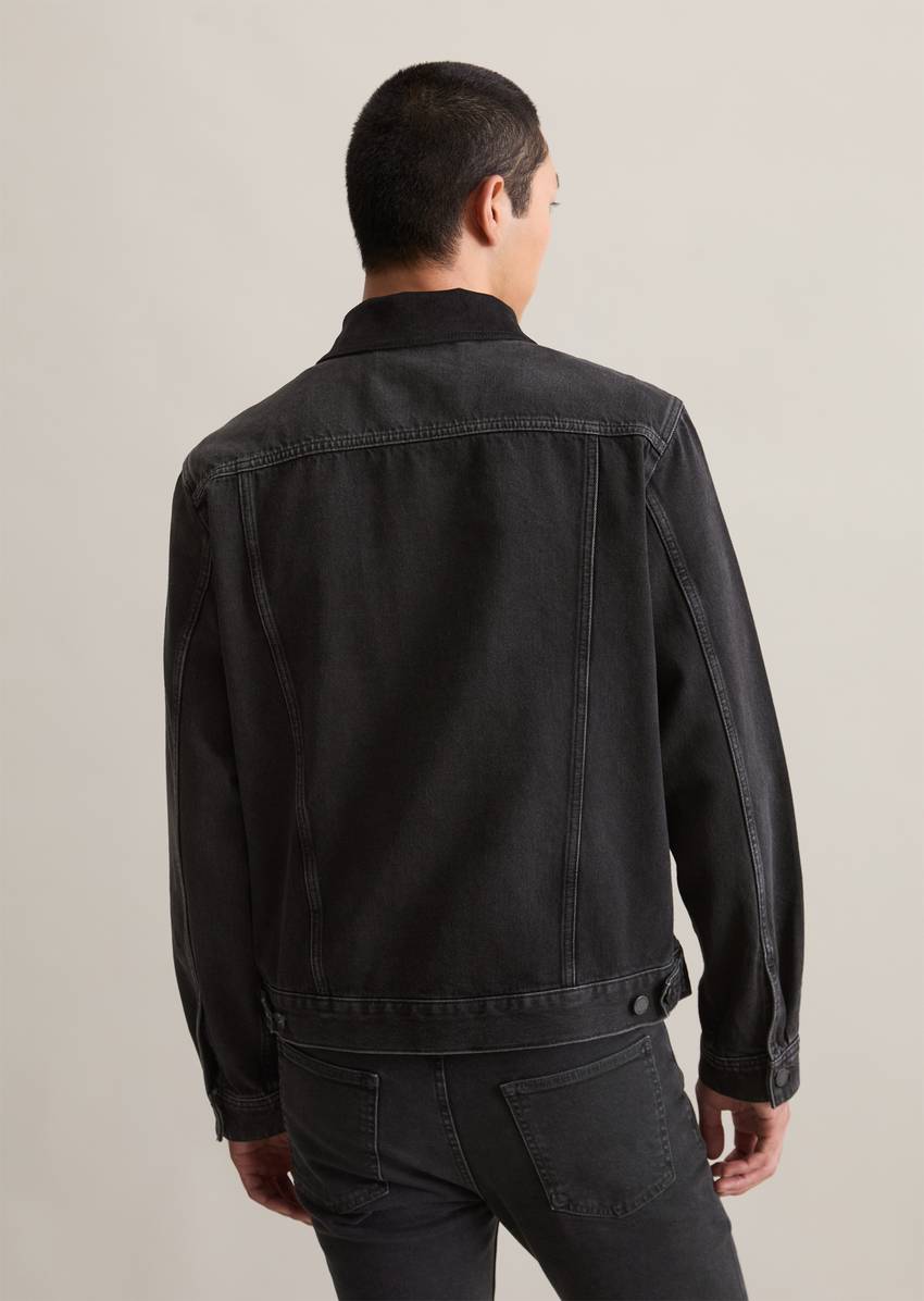 Regular denim jacket with corduroy collar