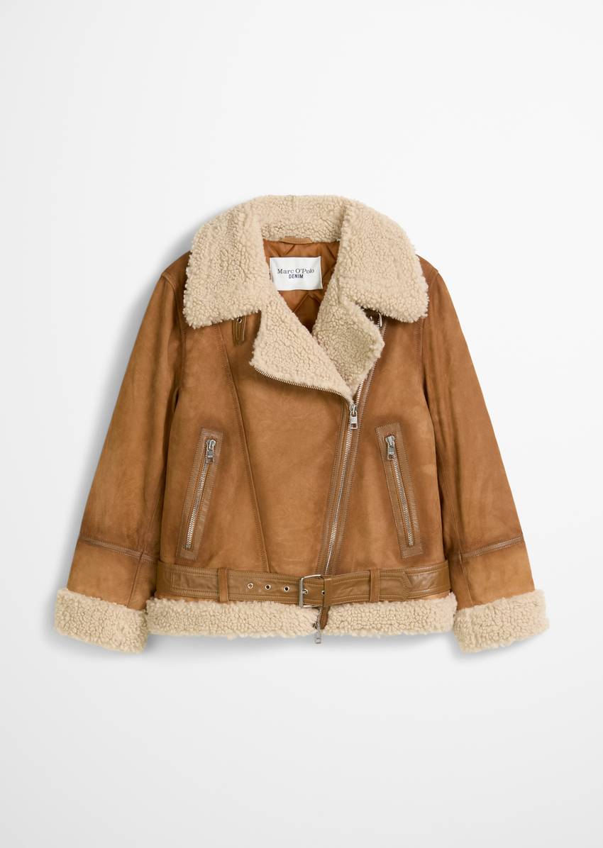 Suede jacket regular with teddy plush