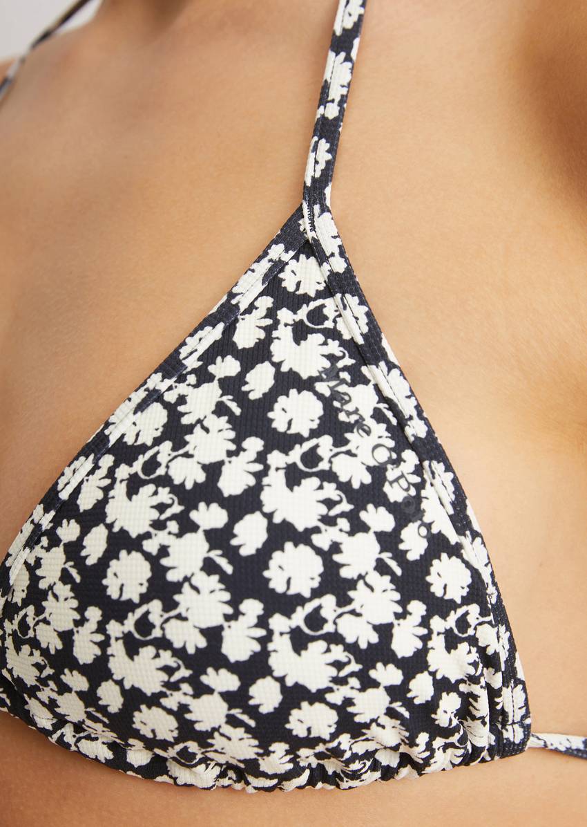 Triangle bikini top with floral pattern