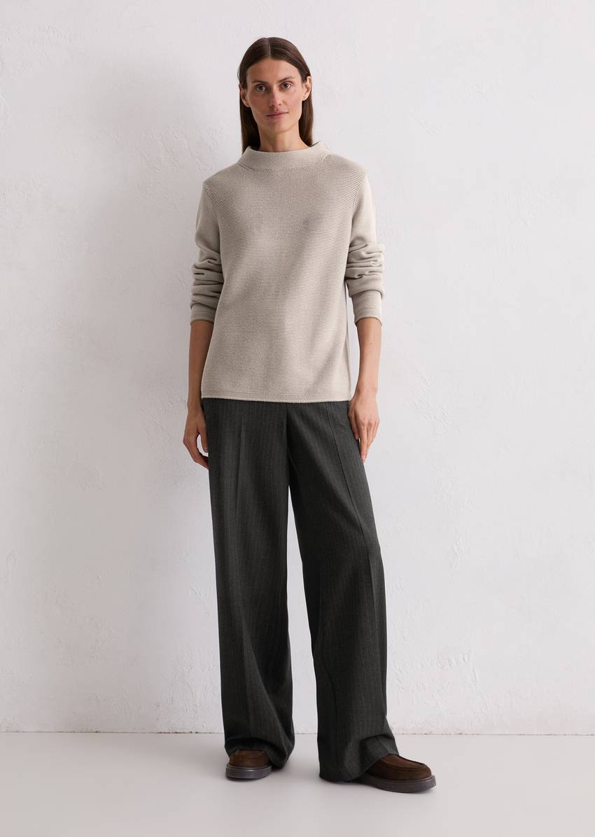 Knitted sweater slim made from organic cotton