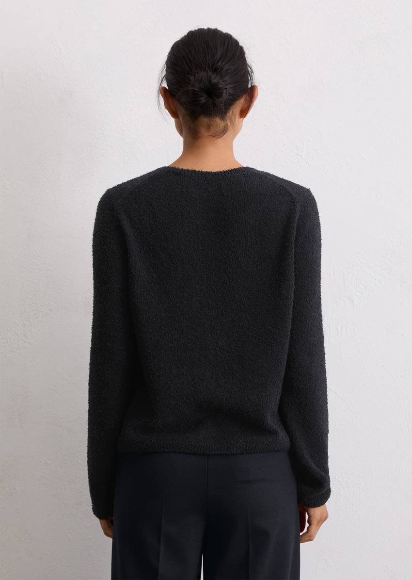 Knitted sweater regular made from bouclé yarn