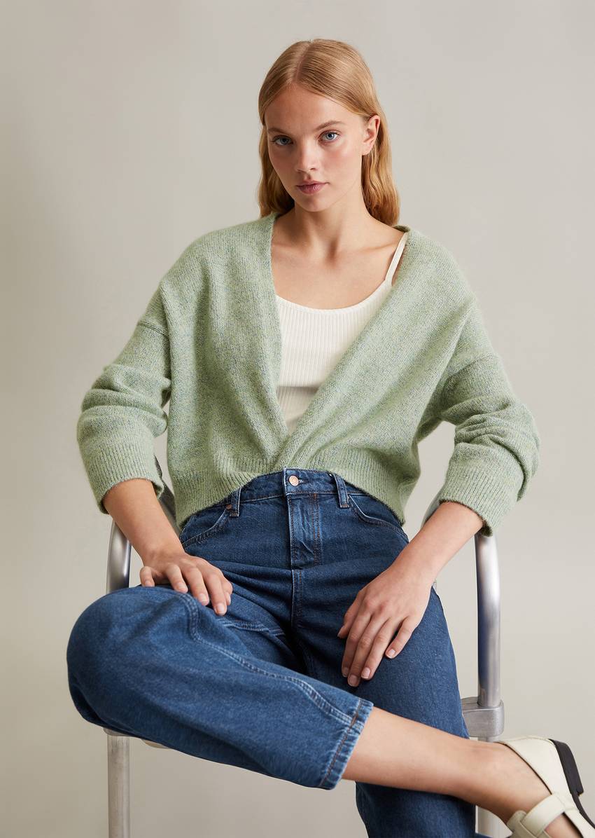 Cardigan loose made from cotton multicolor yarn