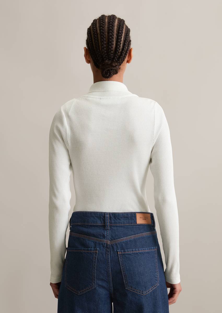 Ribbed polo shirt slim made from organic cotton stretch jersey