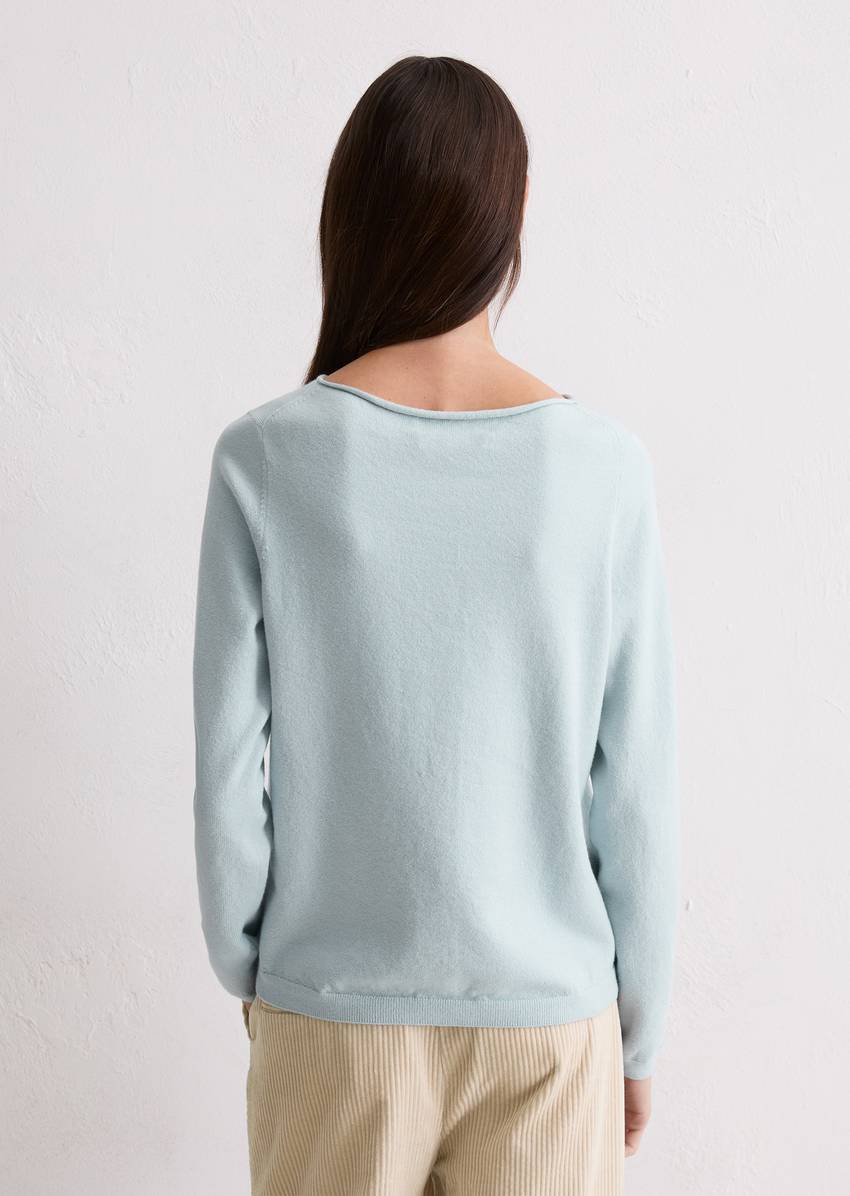 Basic knitted sweater regular made from a soft cotton/virgin wool blend