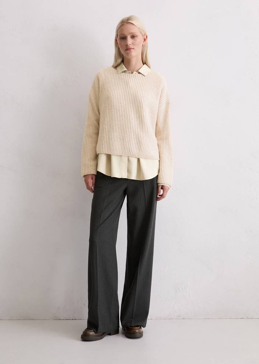 Knitted sweater oversized made from a soft virgin wool blend