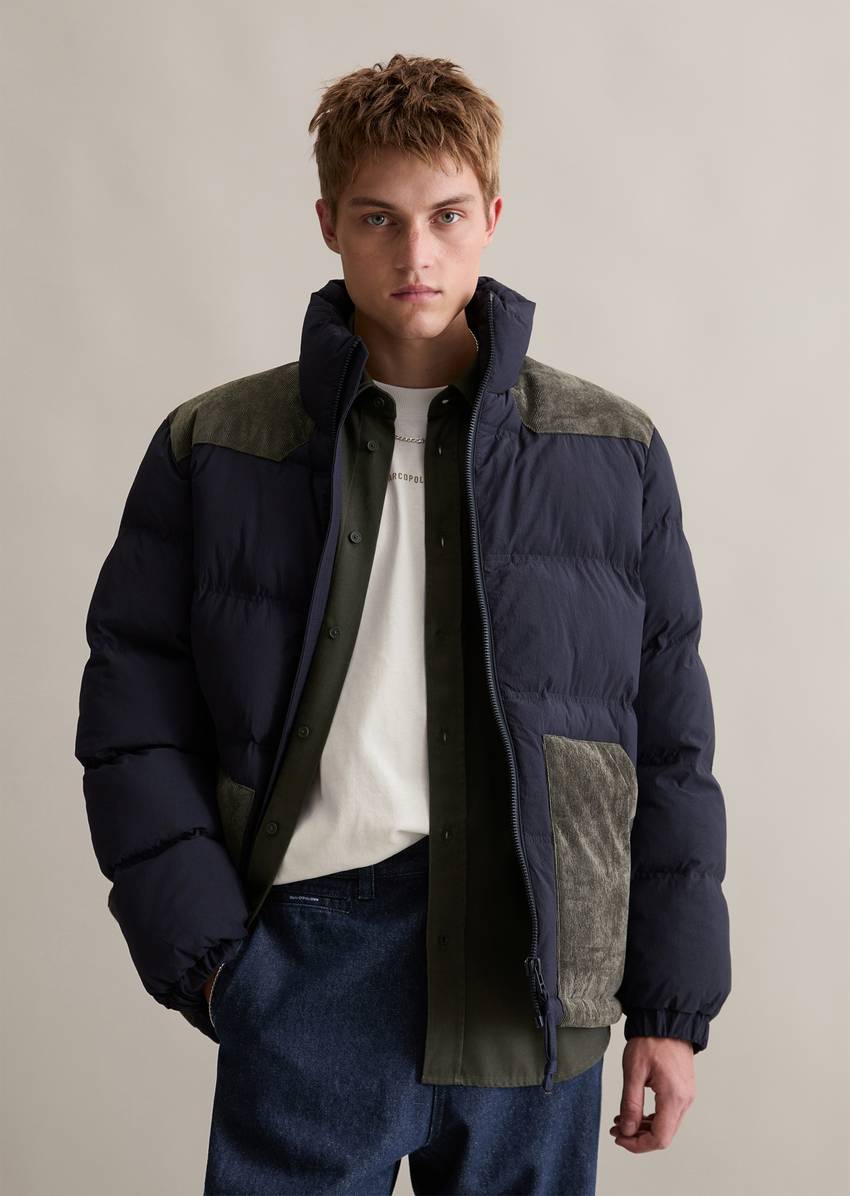 Quilted jacket regular with contrasting corduroy inserts