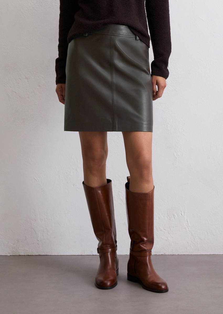Leather mini skirt regular made from soft lamb nappa leather