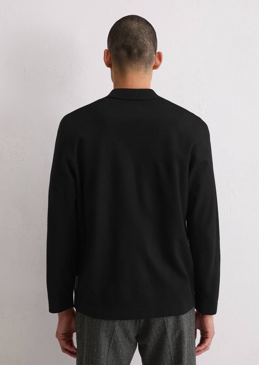 Overshirt cardigan regular in a compact boiled wool look