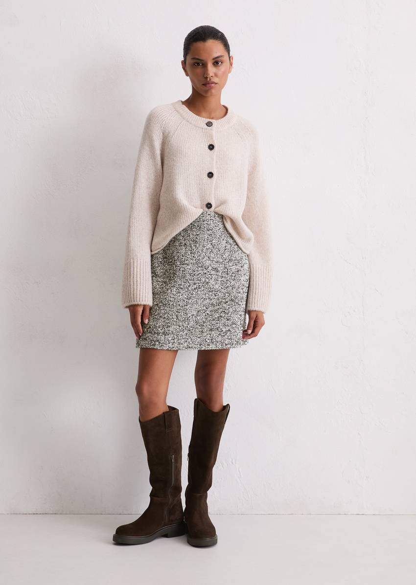 Bouclé mini skirt regular made from a recycled polyester/virgin wool mix