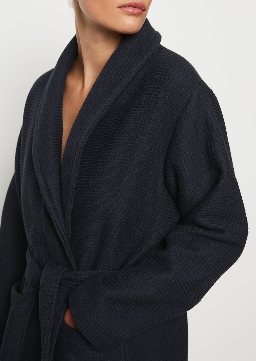 Premium ladies bathrobe with waffle piqué and terry inside