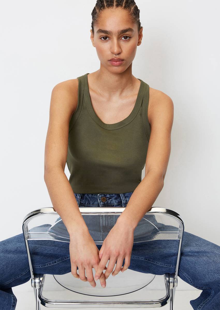 Ribbed tank top slim made from organic cotton stretch jersey