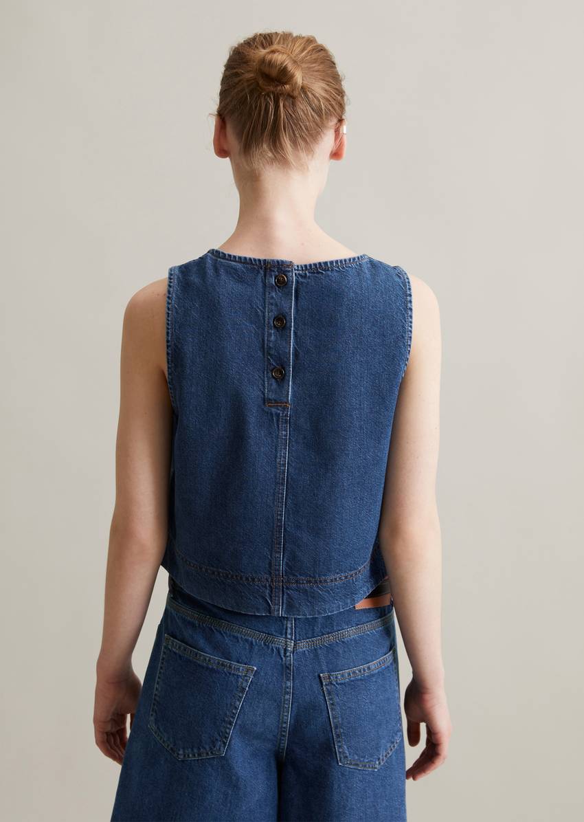 Cropped denim top made from pure organic cotton