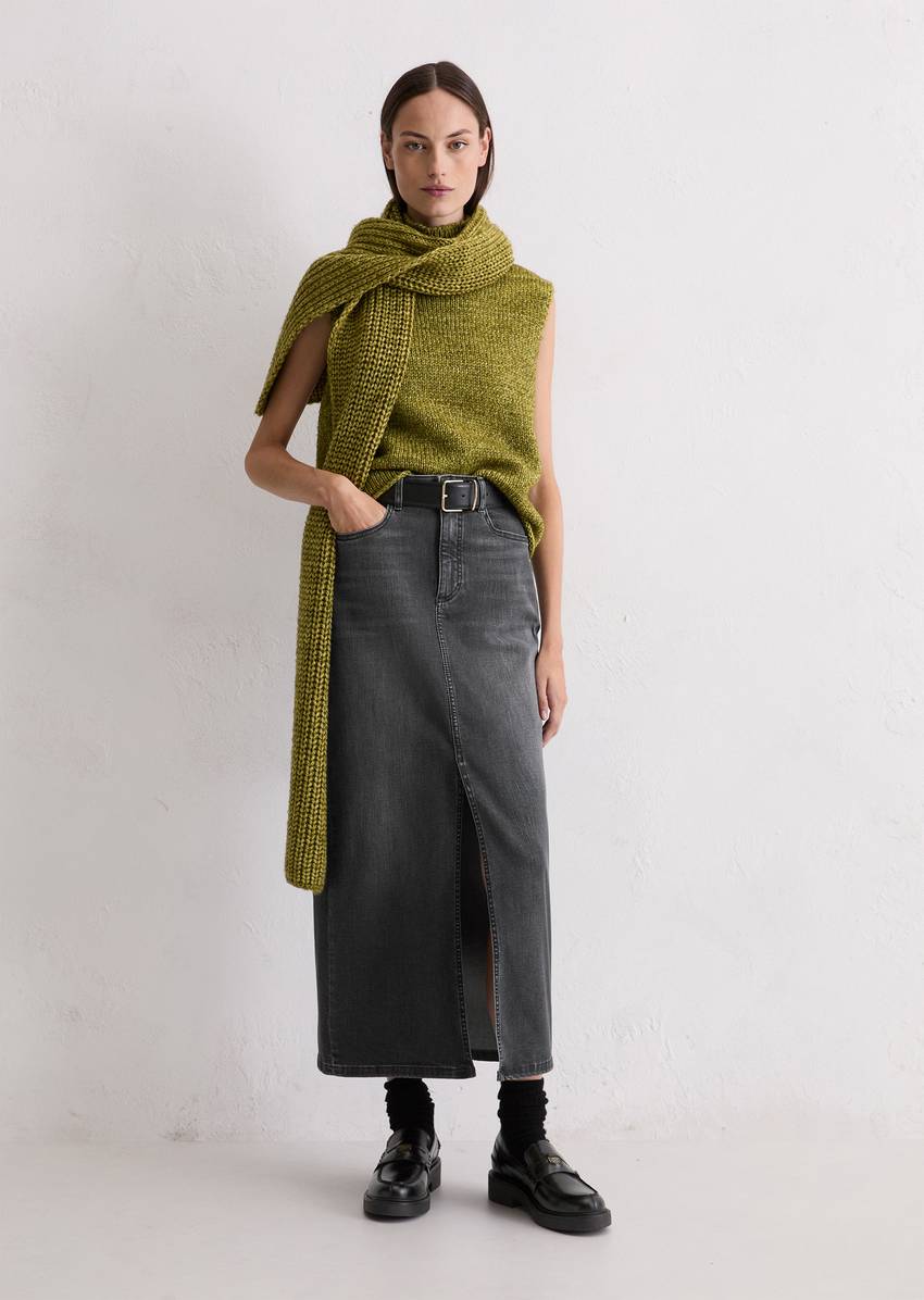 Maxi denim skirt made from an organic cotton blend