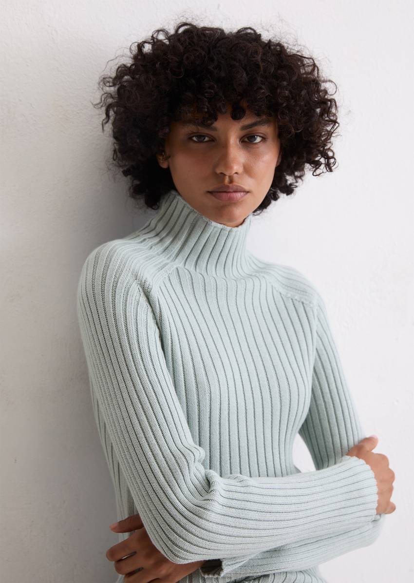 Turtleneck sweater slim made from heavy weight cotton