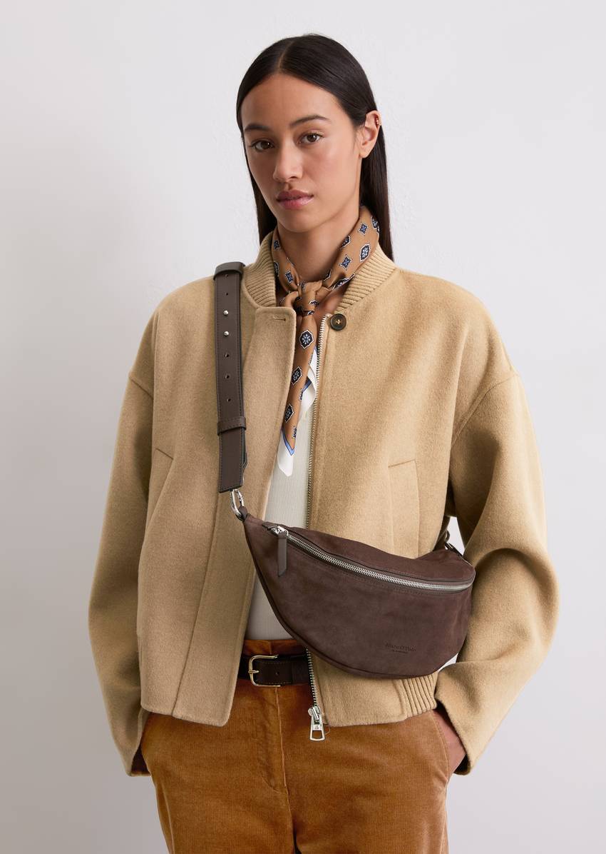 Fanny pack made from soft suede cowhide