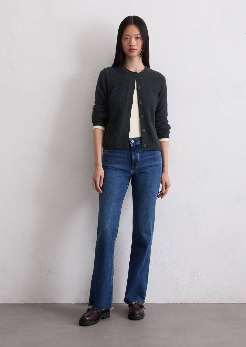 Cardigan regular made from bouclé yarn