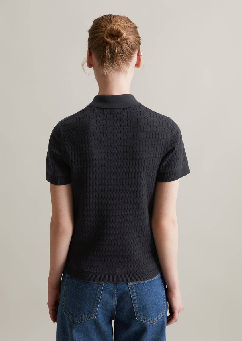 Regular knit polo shirt made from soft cotton yarn