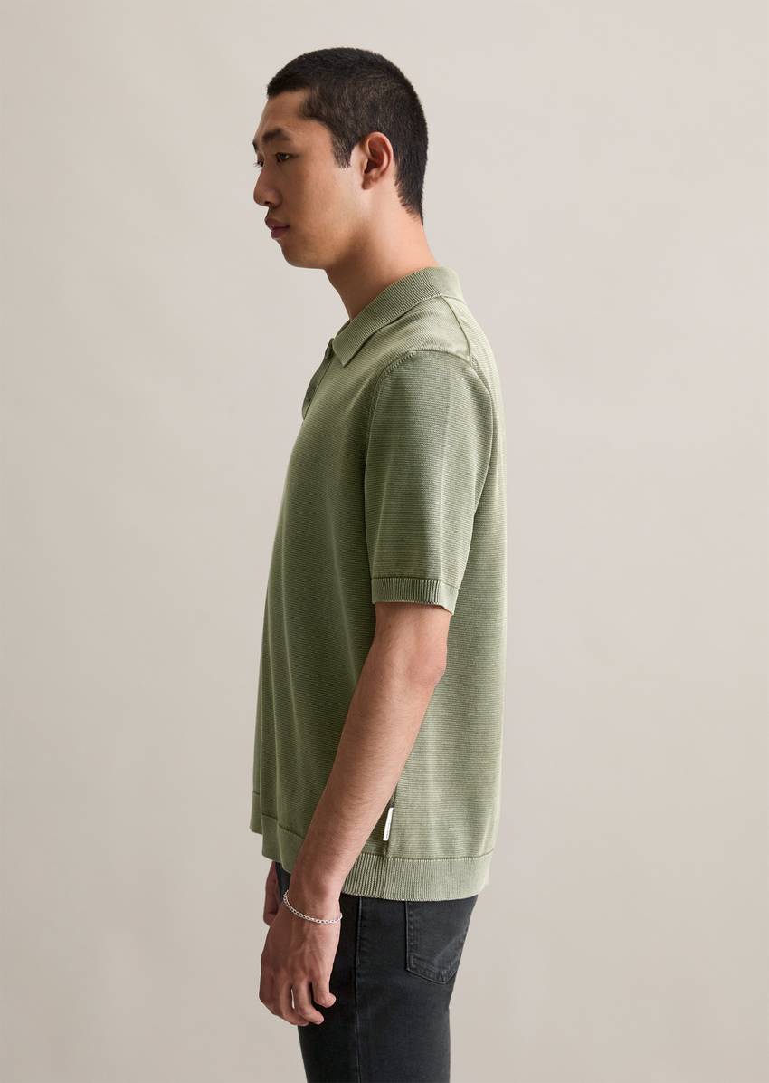 Relaxed knit polo shirt made from pure organic cotton