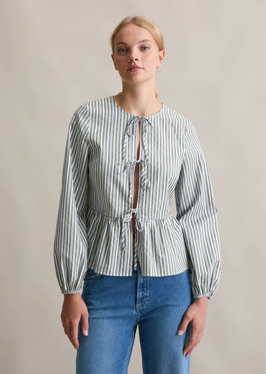 Striped blouse shaped made from cotton dobby