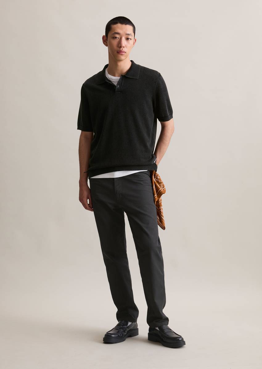 Relaxed knit polo shirt made from pure organic cotton