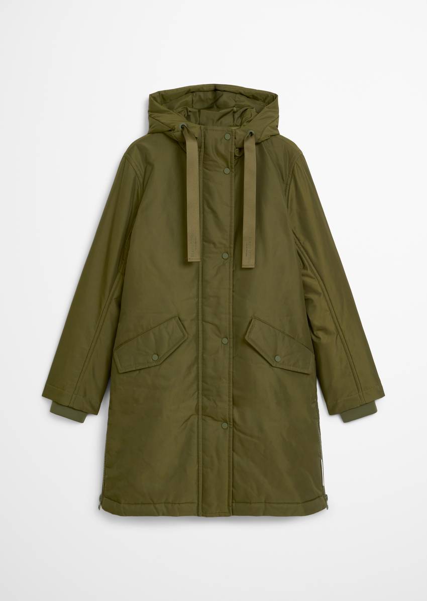 Padded parka jacket fitted made from recycled polyester twill WR