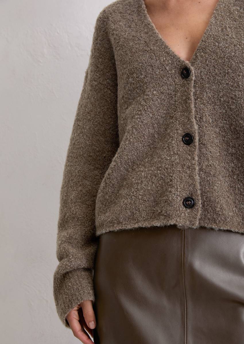 Bouclé cardigan regular made from a virgin wool/alpaca wool mix