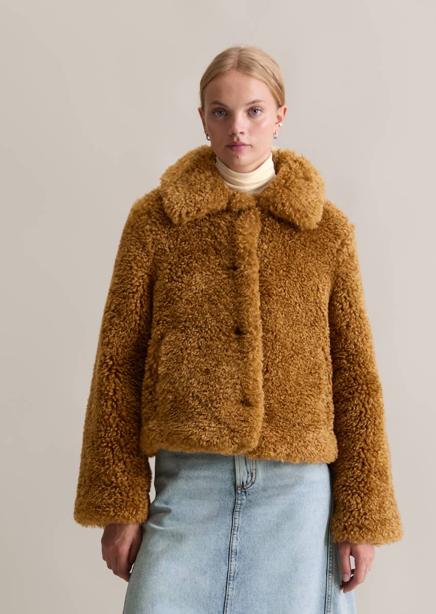 Teddy jacket regular made from soft curly plush