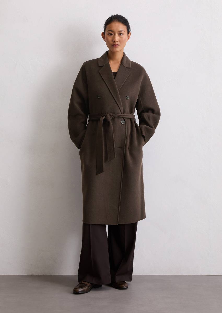 Coat relaxed made from a double-face wool blend